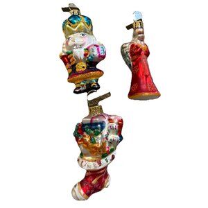 3 VTG Christopher Radko Gem Ornaments  3” Mini Blown  Glass Christmas Tree Decor